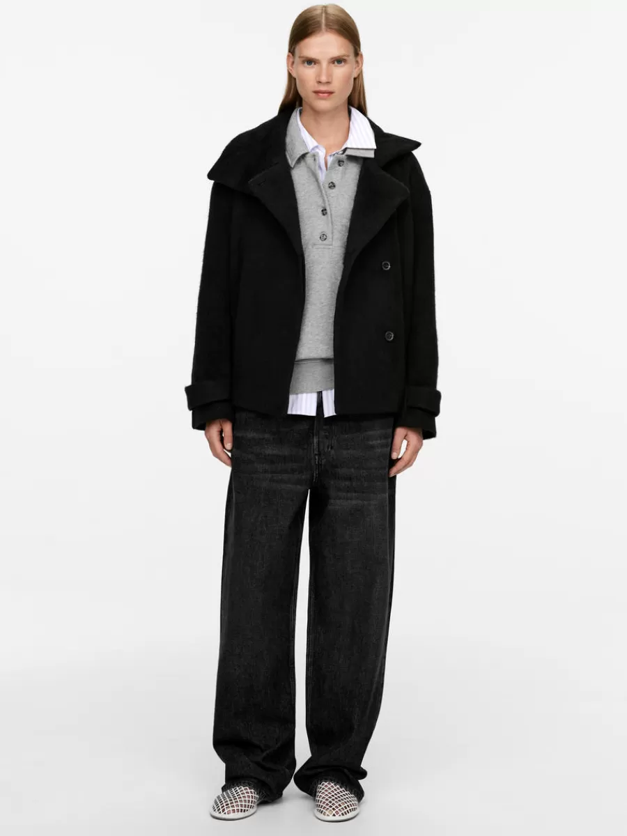 Cheap ARKET Fuzzy Wool-Blend Jacket Black