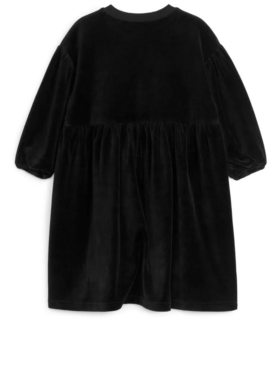 Cheap ARKET Gathered Velour Dress Black