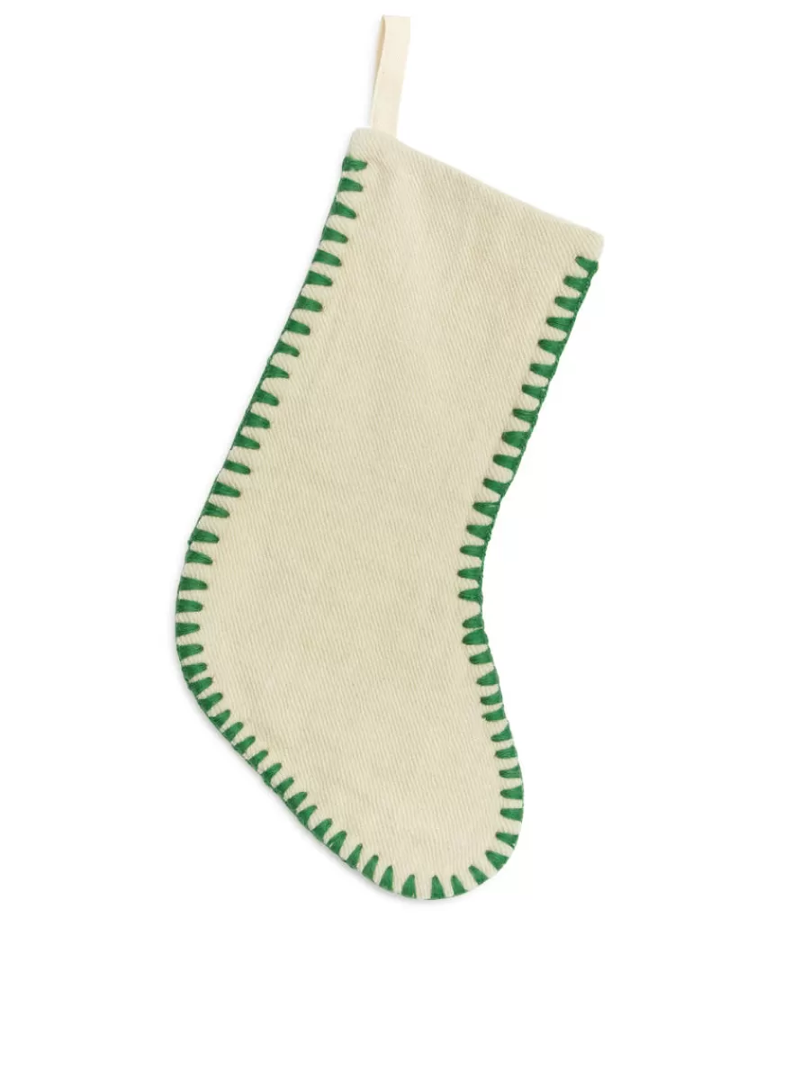 Clearance ARKET Gift Stocking Off White/Green
