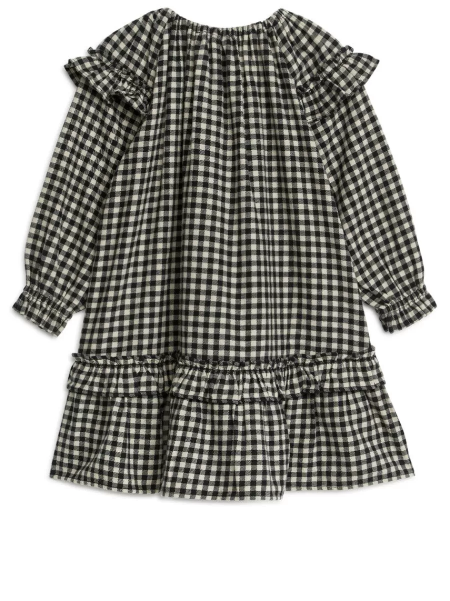 New ARKET Gingham Flannel Dress Off White/Black