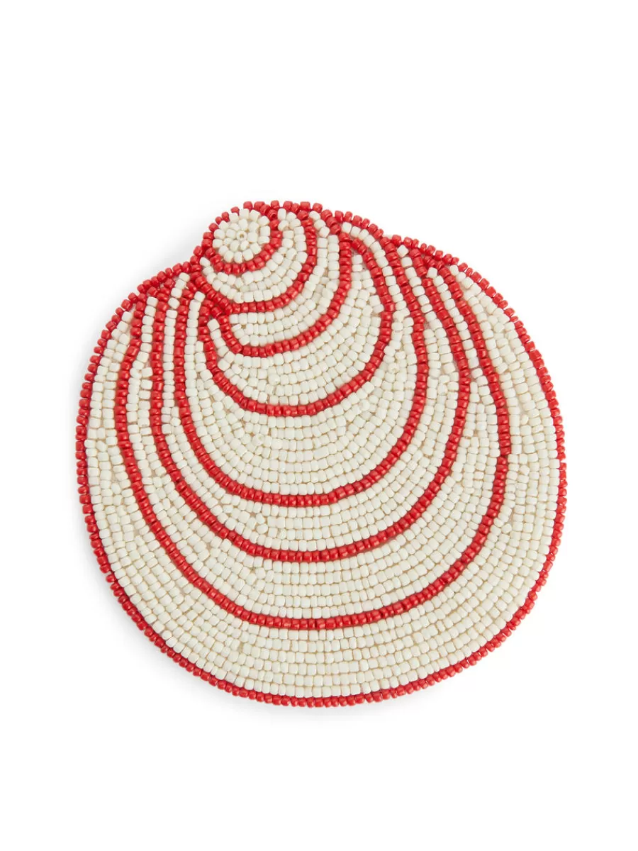 Sale ARKET Glass Bead Coaster White/Red