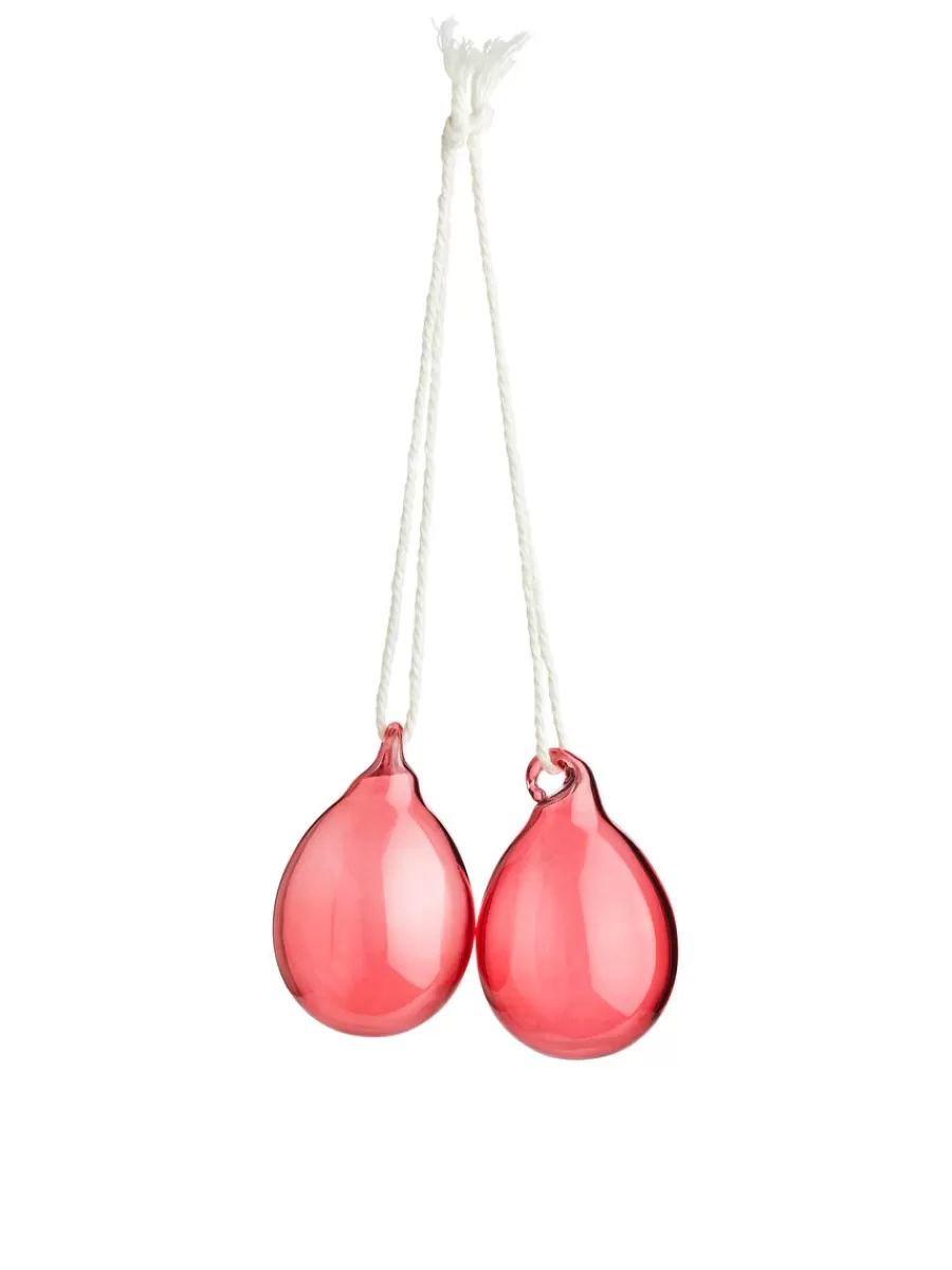 Fashion ARKET Glass Eggs Set Of 2 Clear/Red