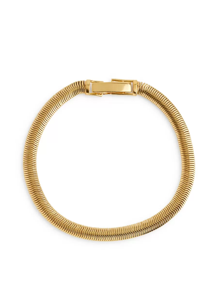 Cheap ARKET -Plated Snake-Chain Bracelet Gold