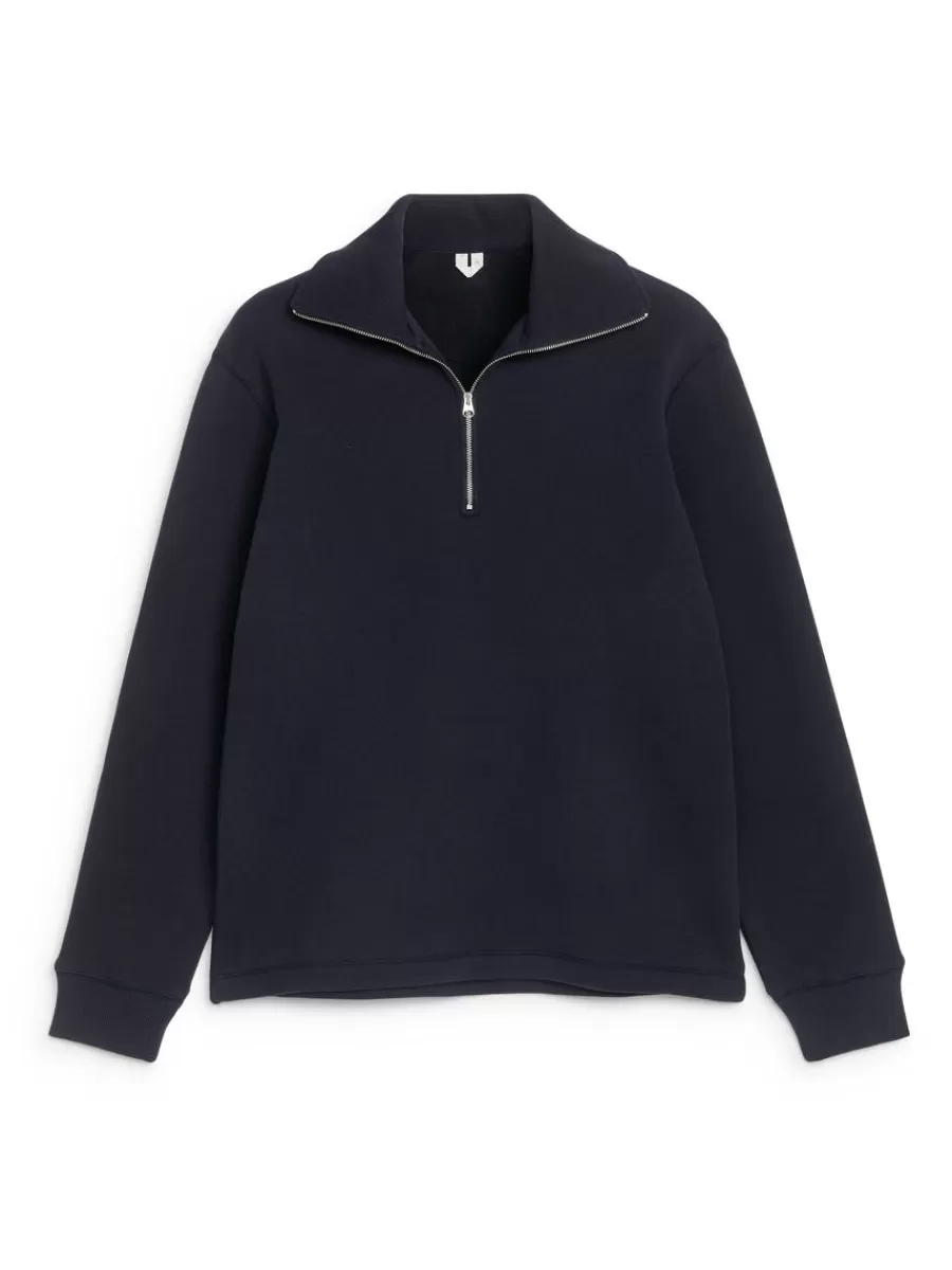 Fashion ARKET Half Zip Sweatshirt Dark Blue