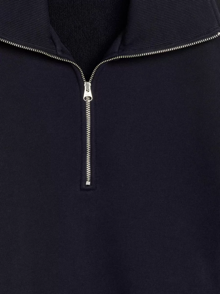 Fashion ARKET Half Zip Sweatshirt Dark Blue