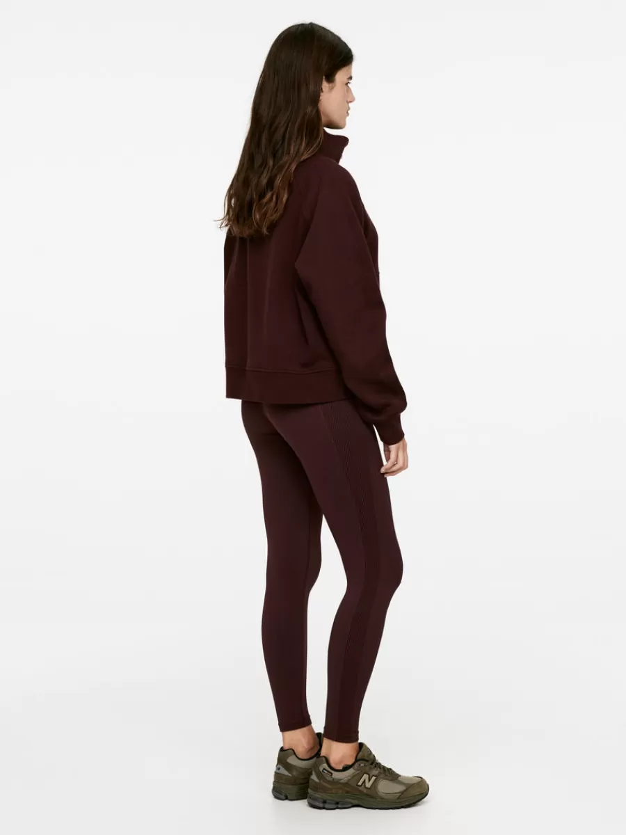 Cheap ARKET Half-Zip Cotton Sweatshirt Burgundy
