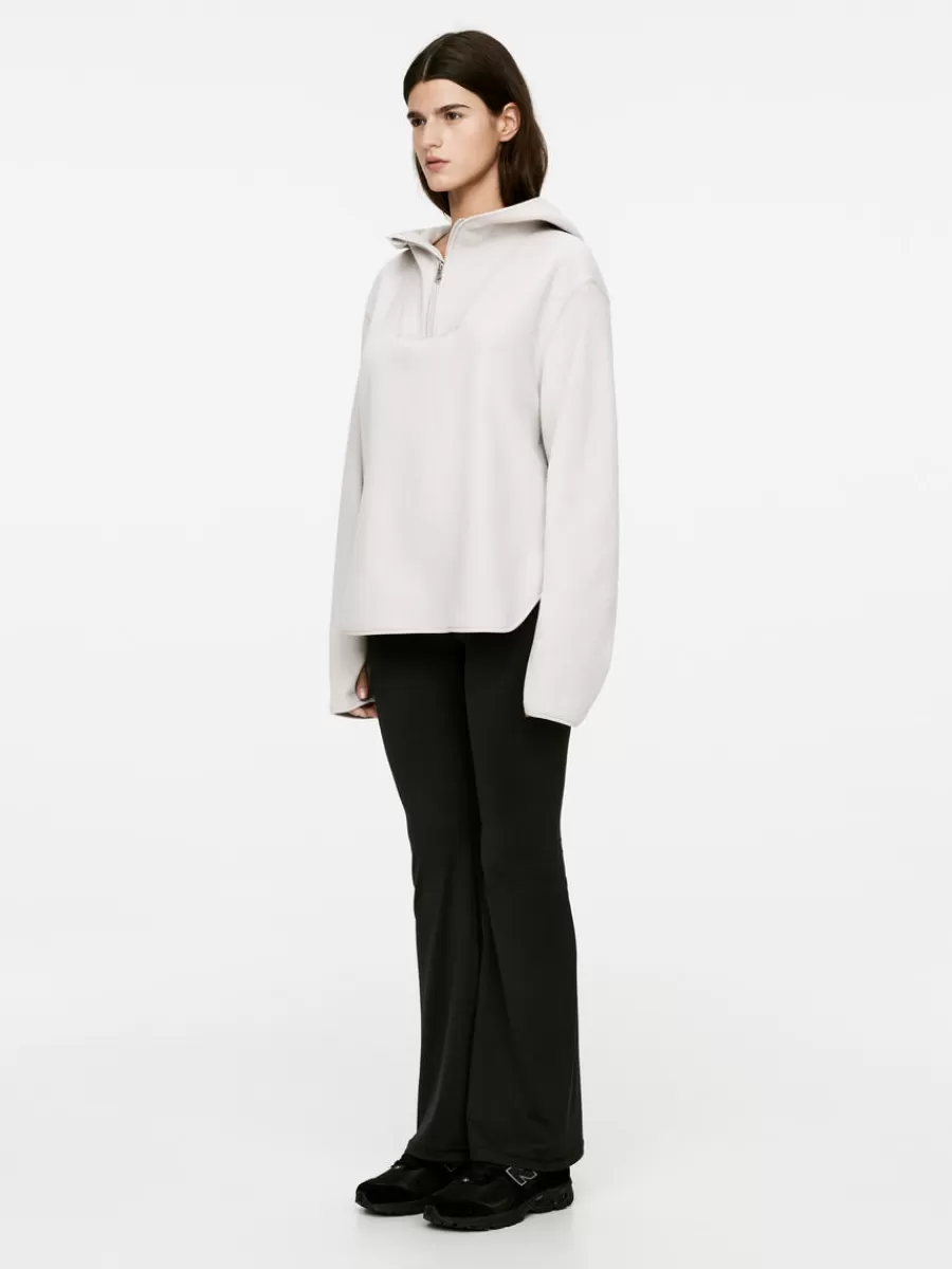 Outlet ARKET Half-Zip Fleece Hoodie Dusty White