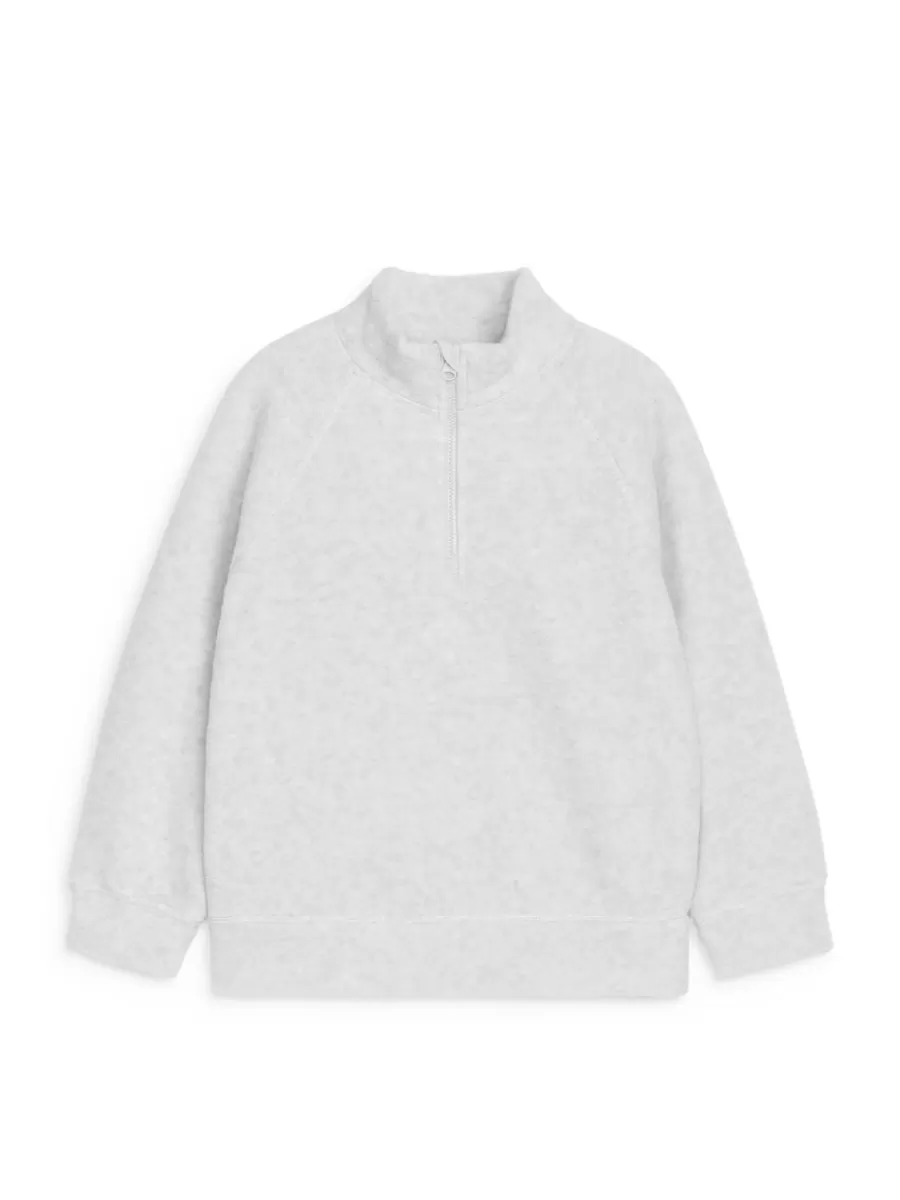 Discount ARKET Half-Zip Fleece Sweatshirt Grey Melange