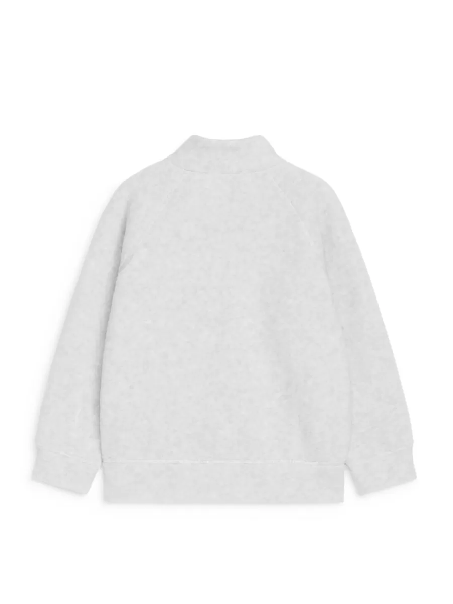 Discount ARKET Half-Zip Fleece Sweatshirt Grey Melange