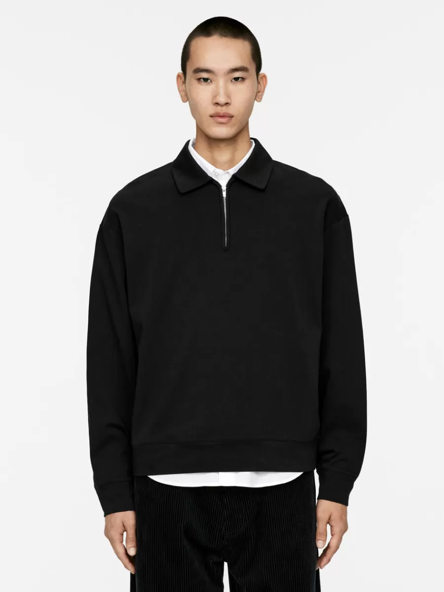 Sale ARKET Half-Zip Polo Shirt Black