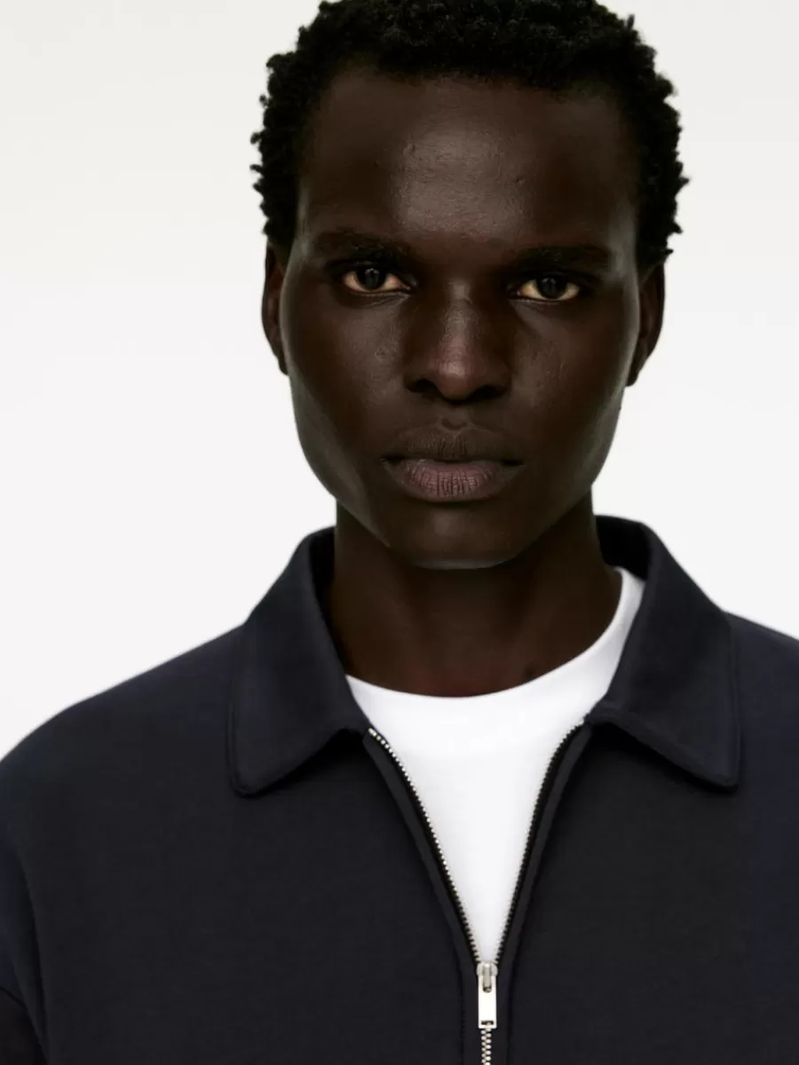 Clearance ARKET Half-Zip Polo Shirt Dark Blue