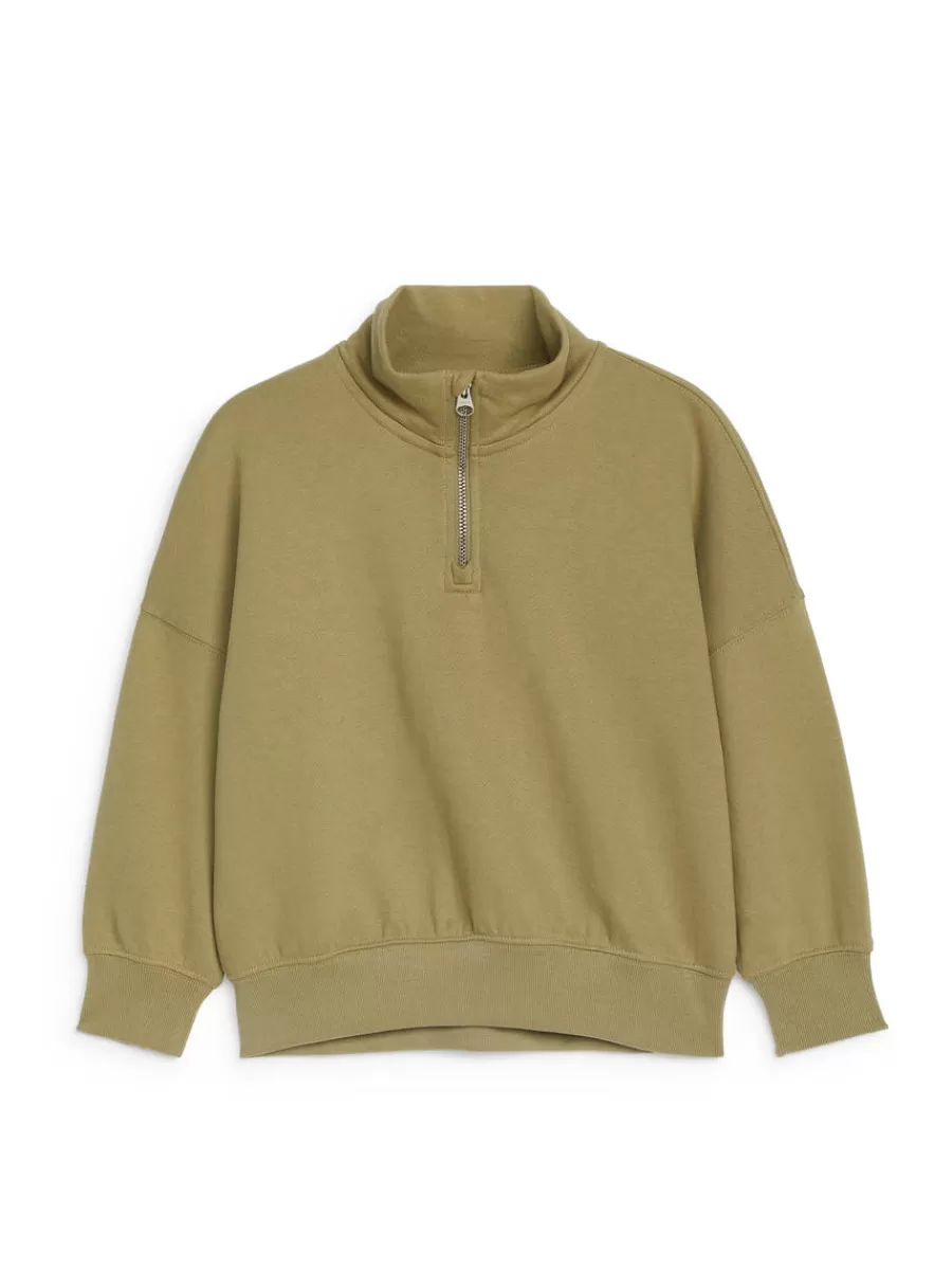 Fashion ARKET Half-Zip Sweatshirt Khaki Green