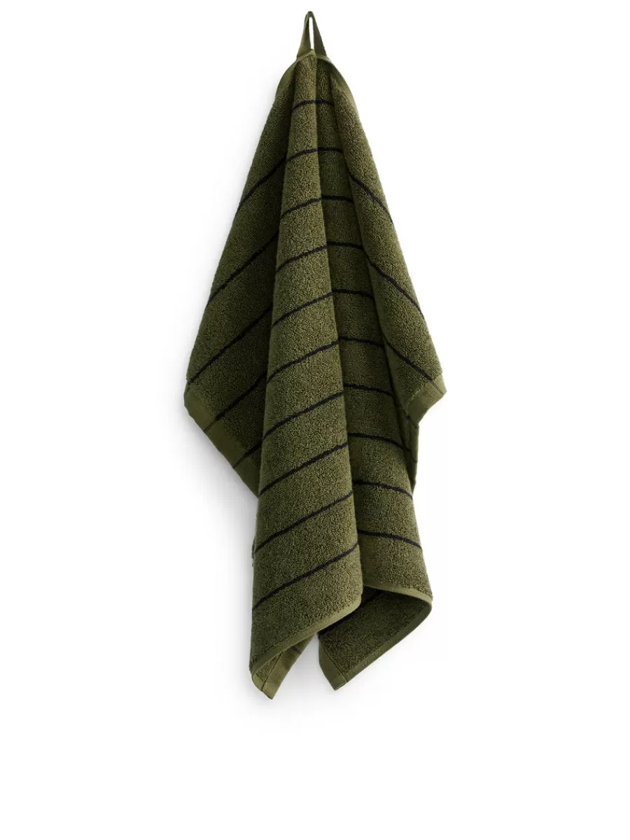 Online ARKET Hand Towel 50 X 70 Cm Khaki Green/Black