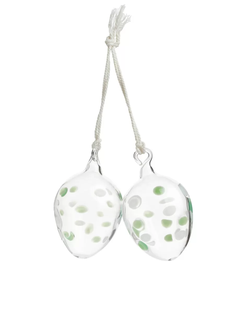 Flash Sale ARKET Hanging Glass Ornaments Set Of 2 Transparent/Green