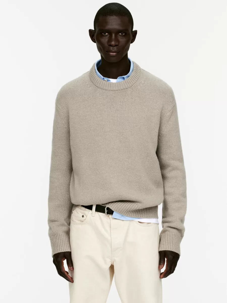 Discount ARKET Heavy Knit Wool Blend Jumper Beige Melange