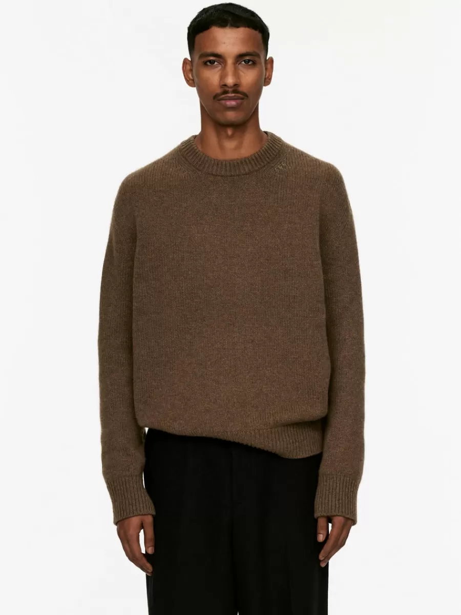 Shop ARKET Heavy Knit Wool Blend Jumper Brown