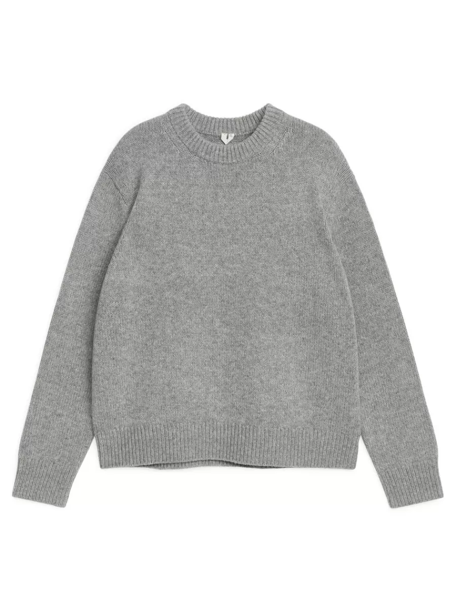 New ARKET Heavy Knit Wool Blend Jumper Grey