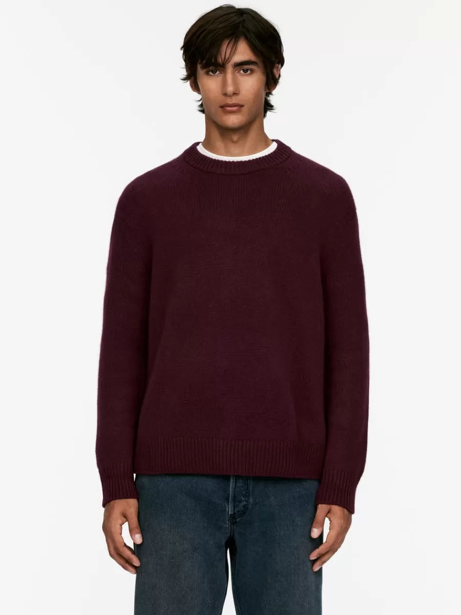 Discount ARKET Heavy Knit Wool Blend Jumper Dark Red
