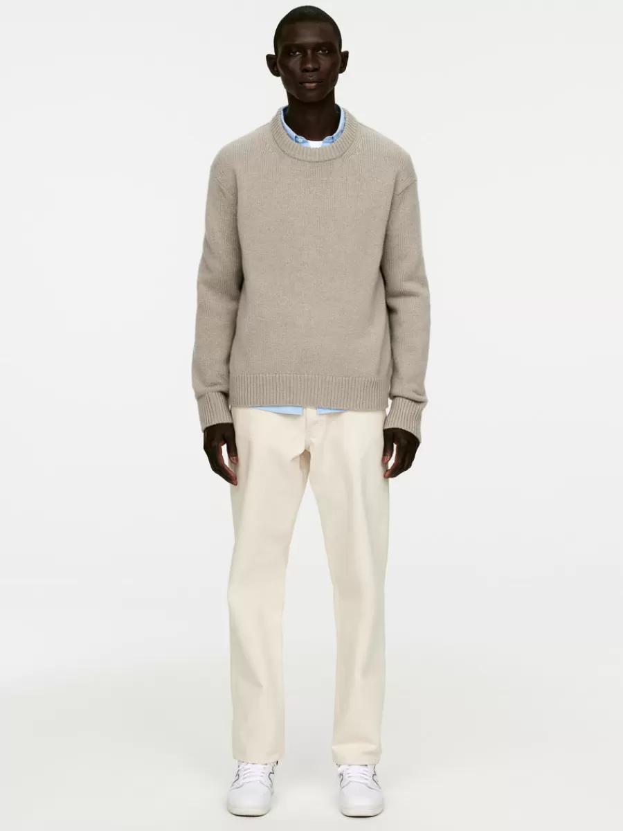 Discount ARKET Heavy Knit Wool Blend Jumper Beige Melange