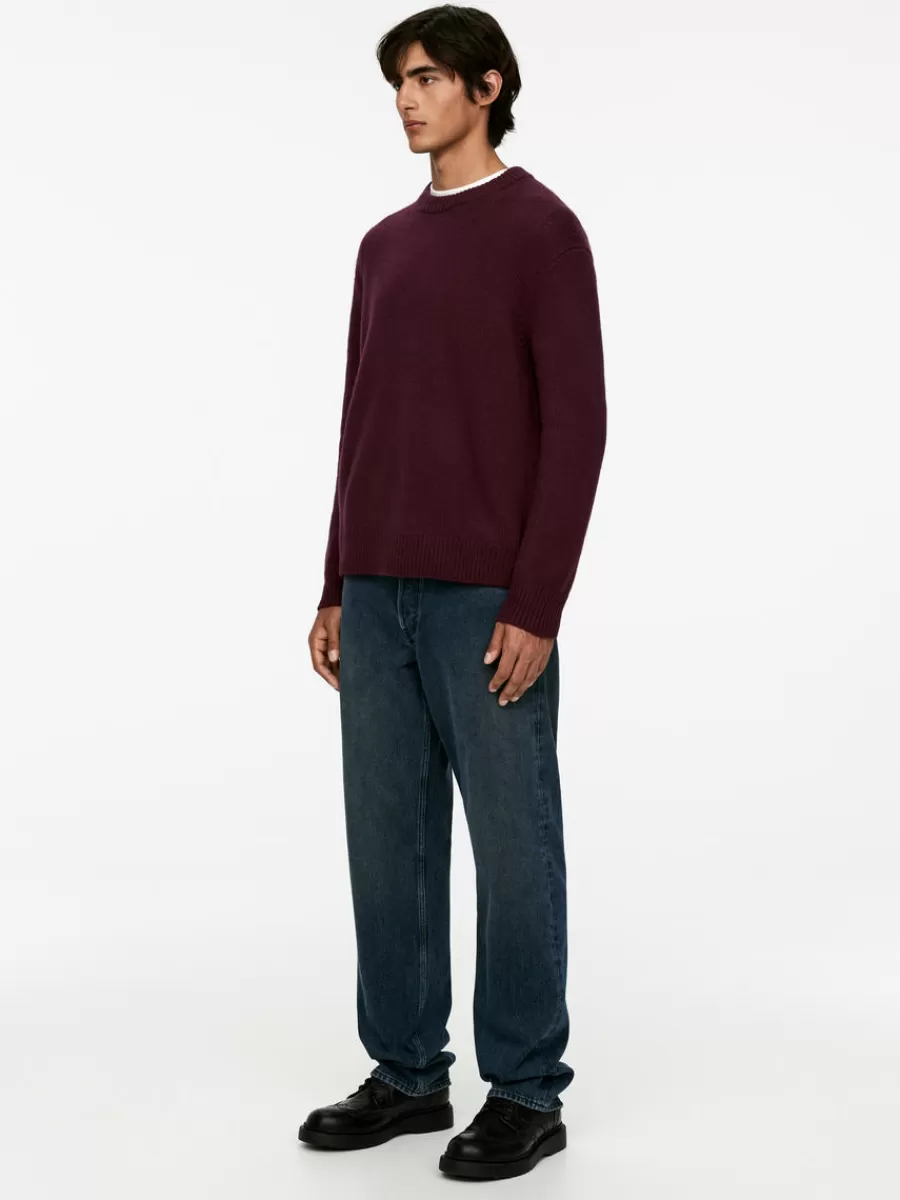 Discount ARKET Heavy Knit Wool Blend Jumper Dark Red
