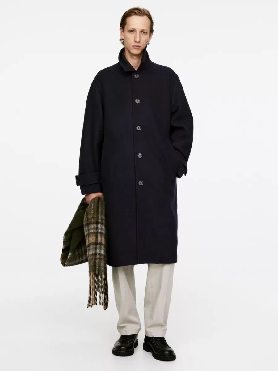 Best Sale ARKET Heavy Melton Coat Dark Blue