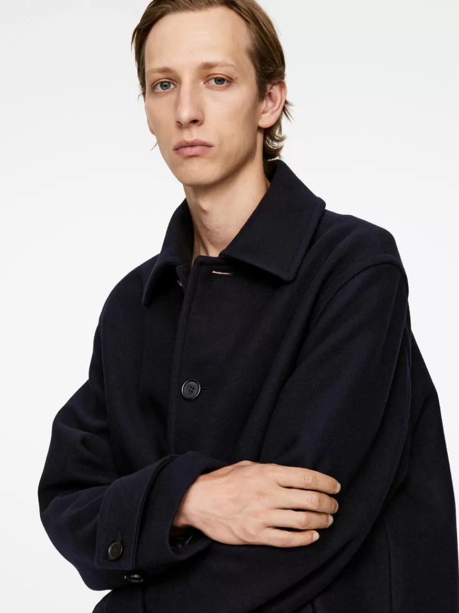 Best Sale ARKET Heavy Melton Coat Dark Blue