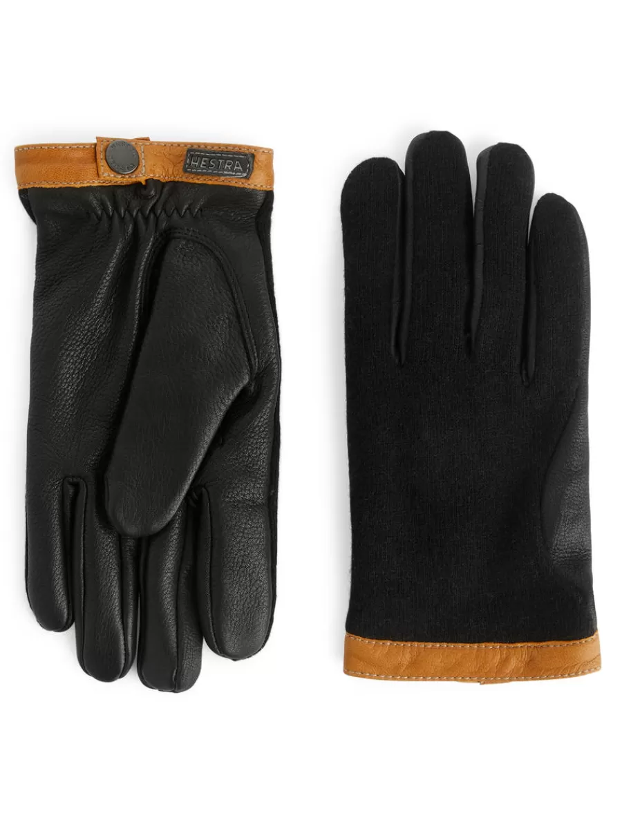 Sale ARKET Hestra Deerskin Wool Tricot Gloves Black