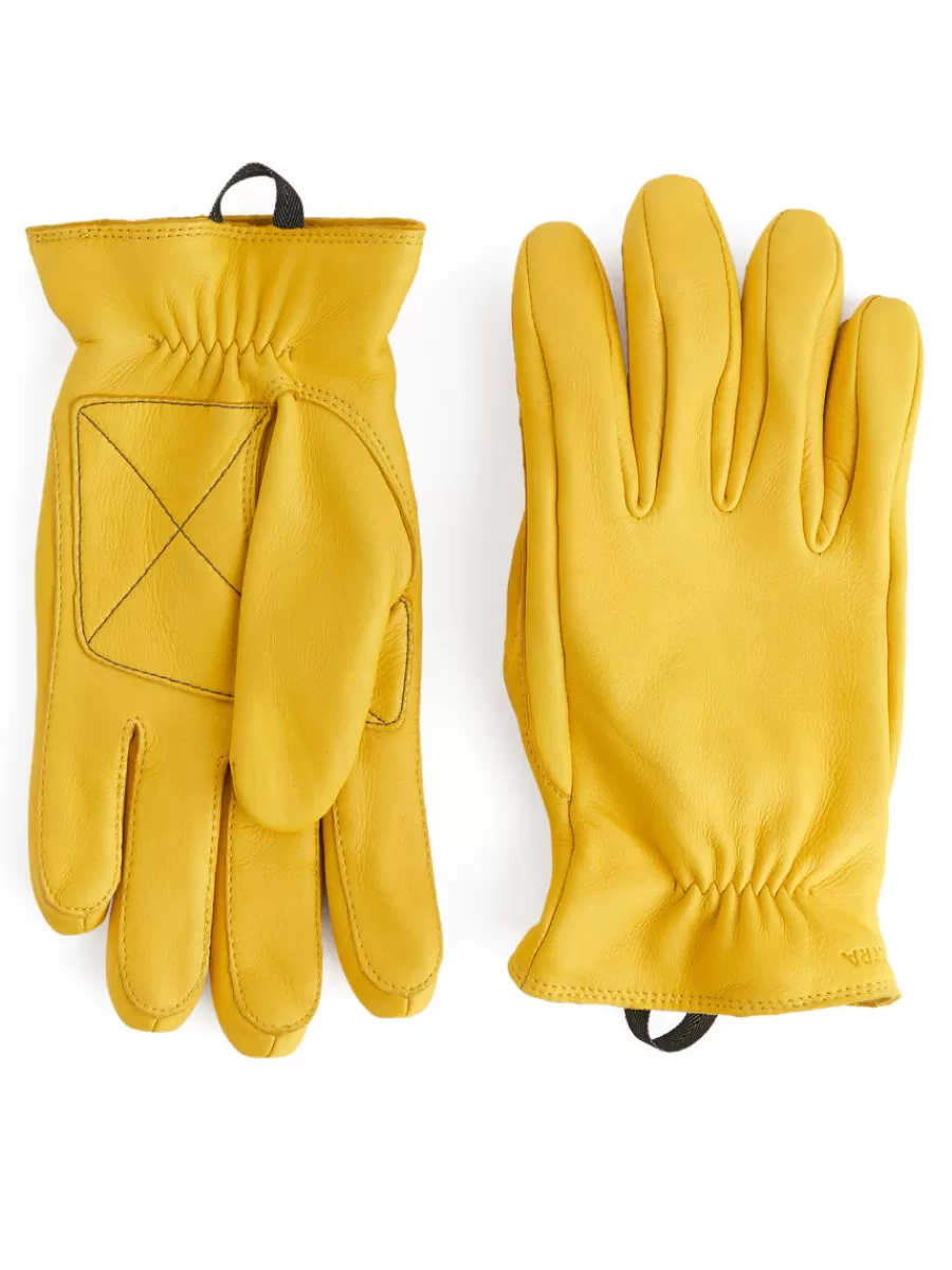 Cheap ARKET Hestra Eirik Leather Gloves Yellow
