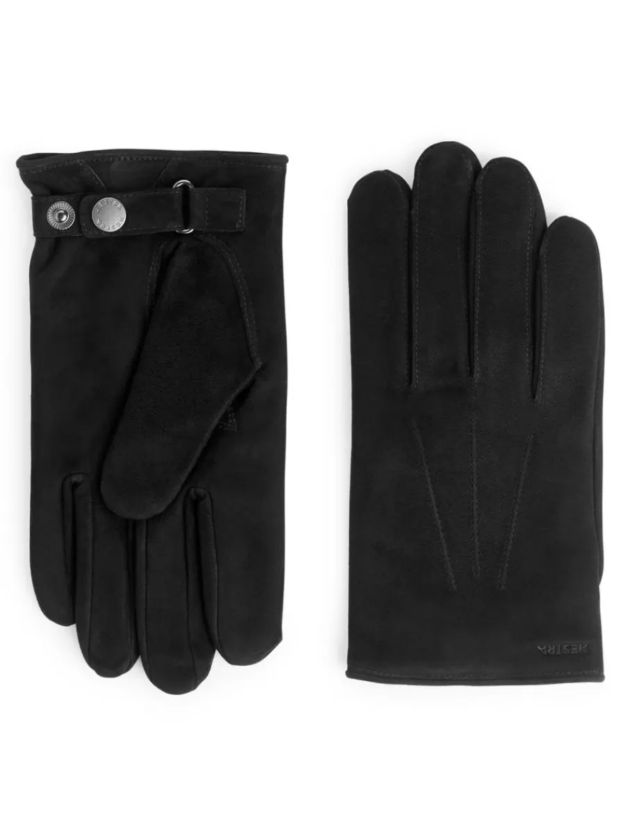 Cheap ARKET Hestra Robert Suede Gloves Black
