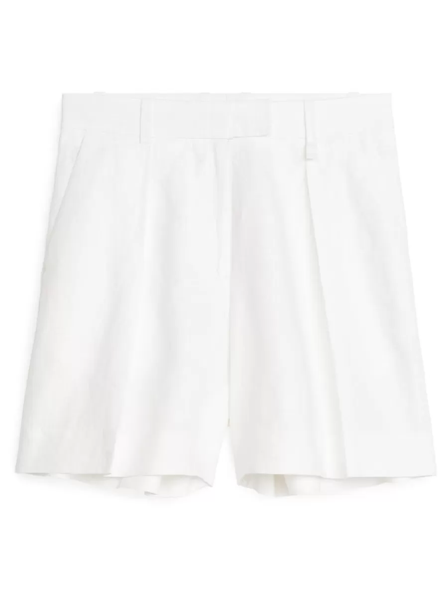 Flash Sale ARKET High Waist Linen Shorts White