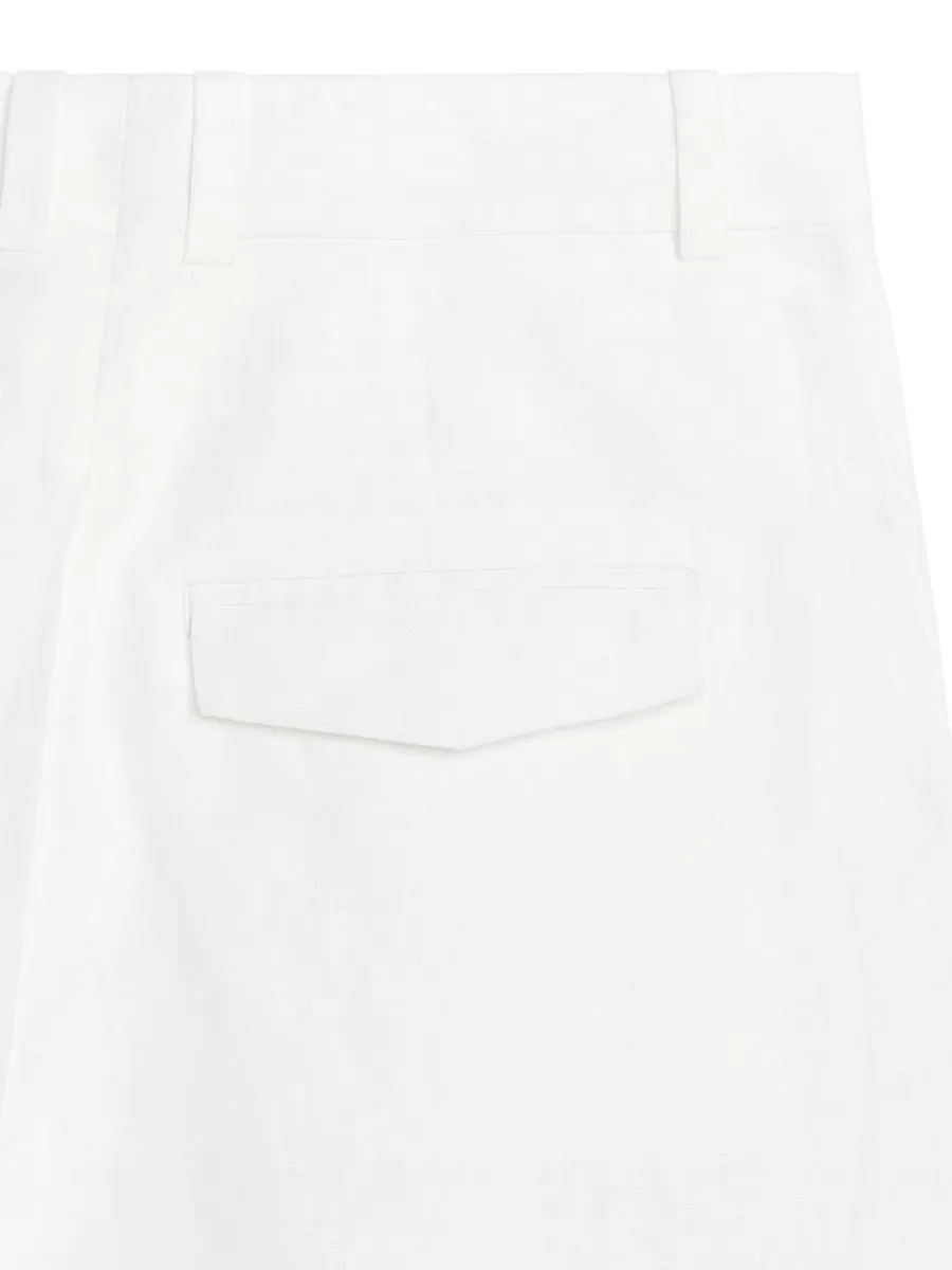 Flash Sale ARKET High Waist Linen Shorts White