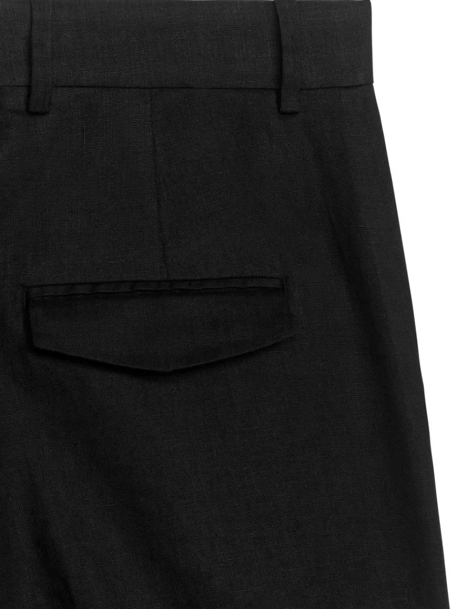 Best Sale ARKET High Waist Linen Shorts Black