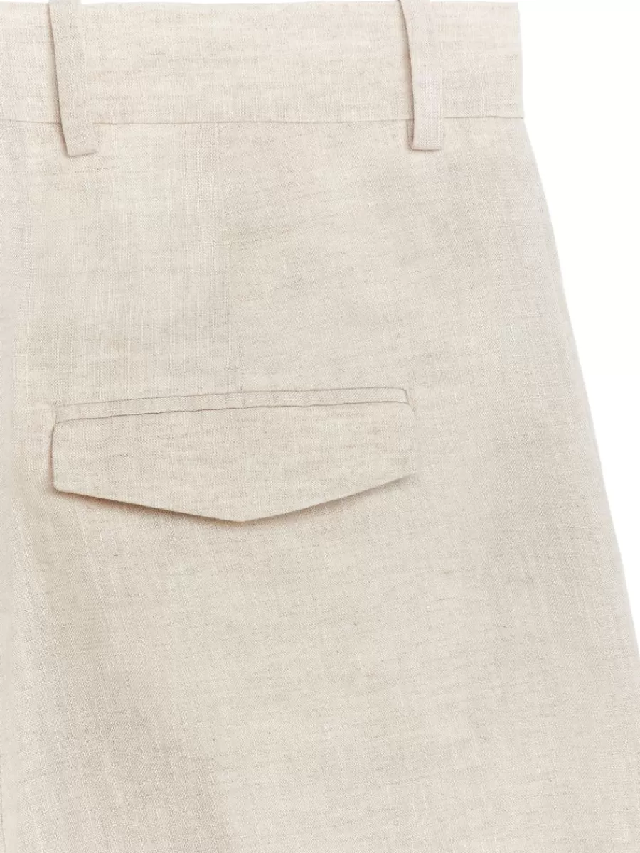 Best Sale ARKET High Waist Linen Shorts Beige