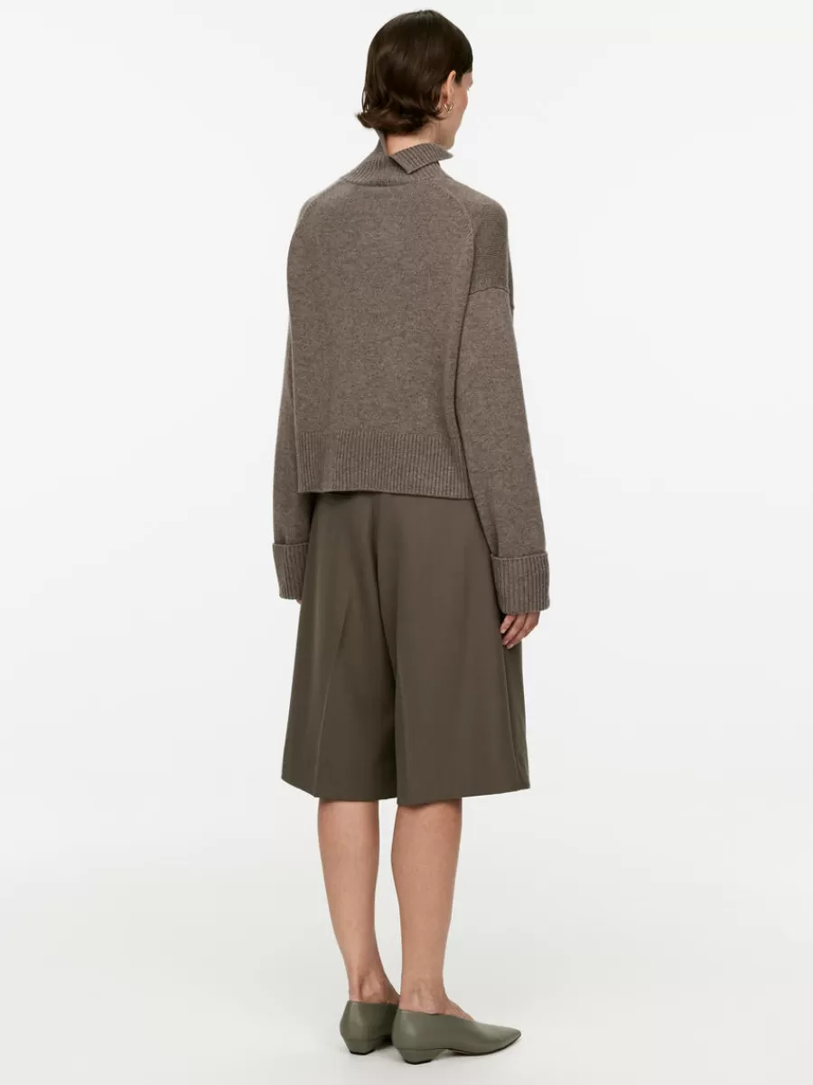 Cheap ARKET High-Neck Wool Jumper Brown Melange