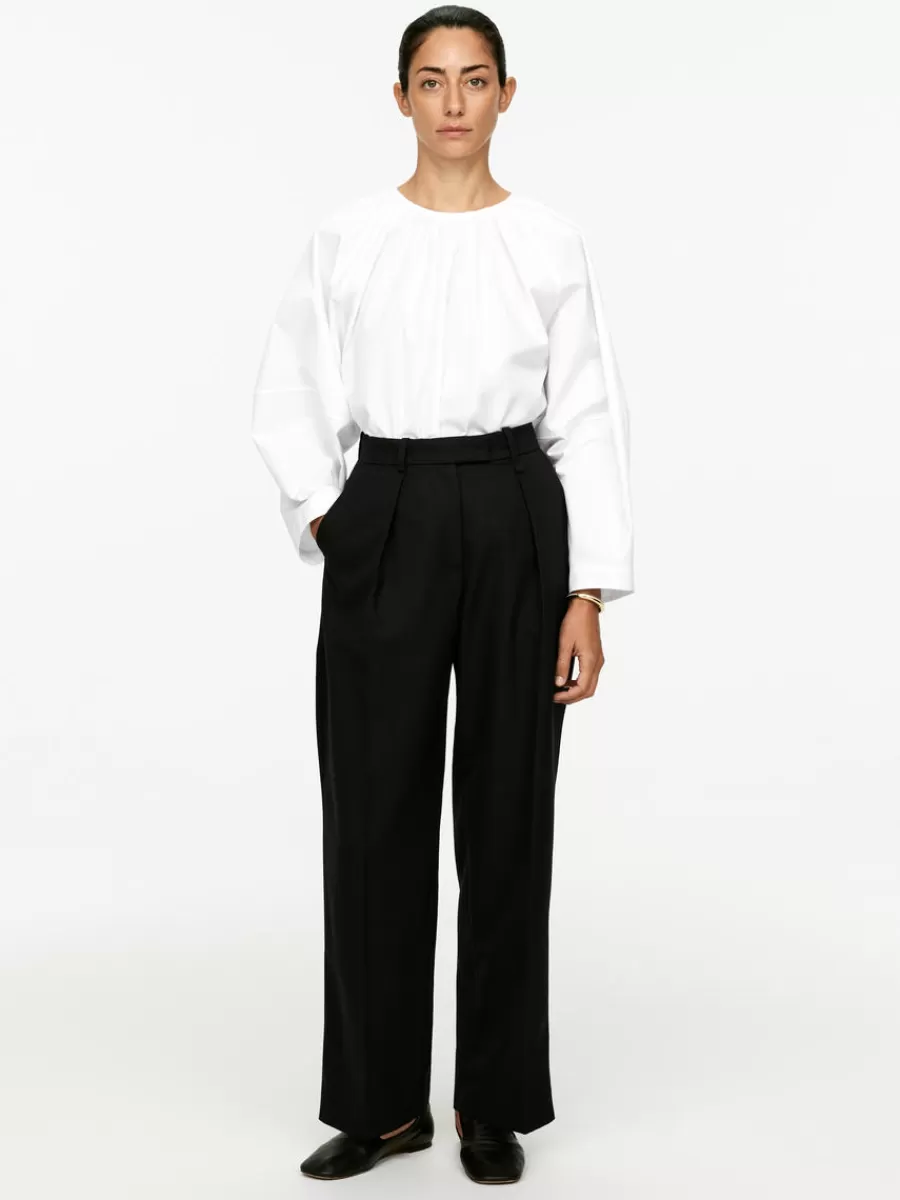 Shop ARKET High-Waist Pleated Trousers Black