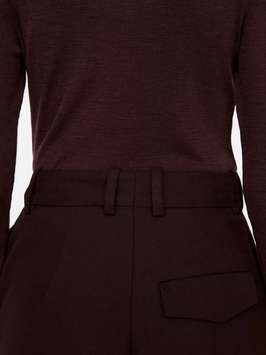Online ARKET High-Waist Pleated Trousers Dark Red