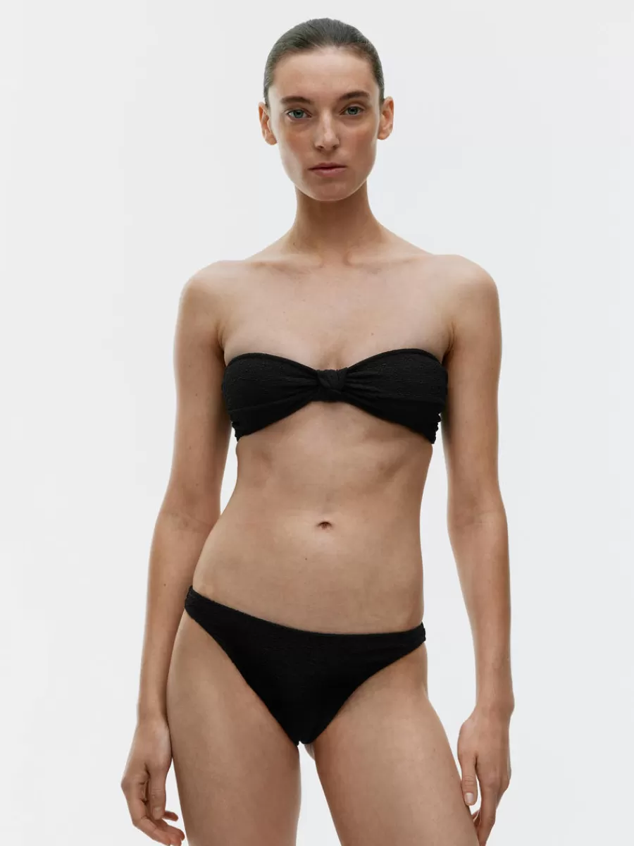 Hot ARKET High-Waist Textured Bikini Briefs Black