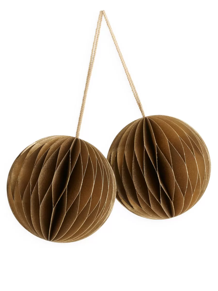 Shop ARKET Honeycomb Ornaments Set Of 2 Gold/Glitter