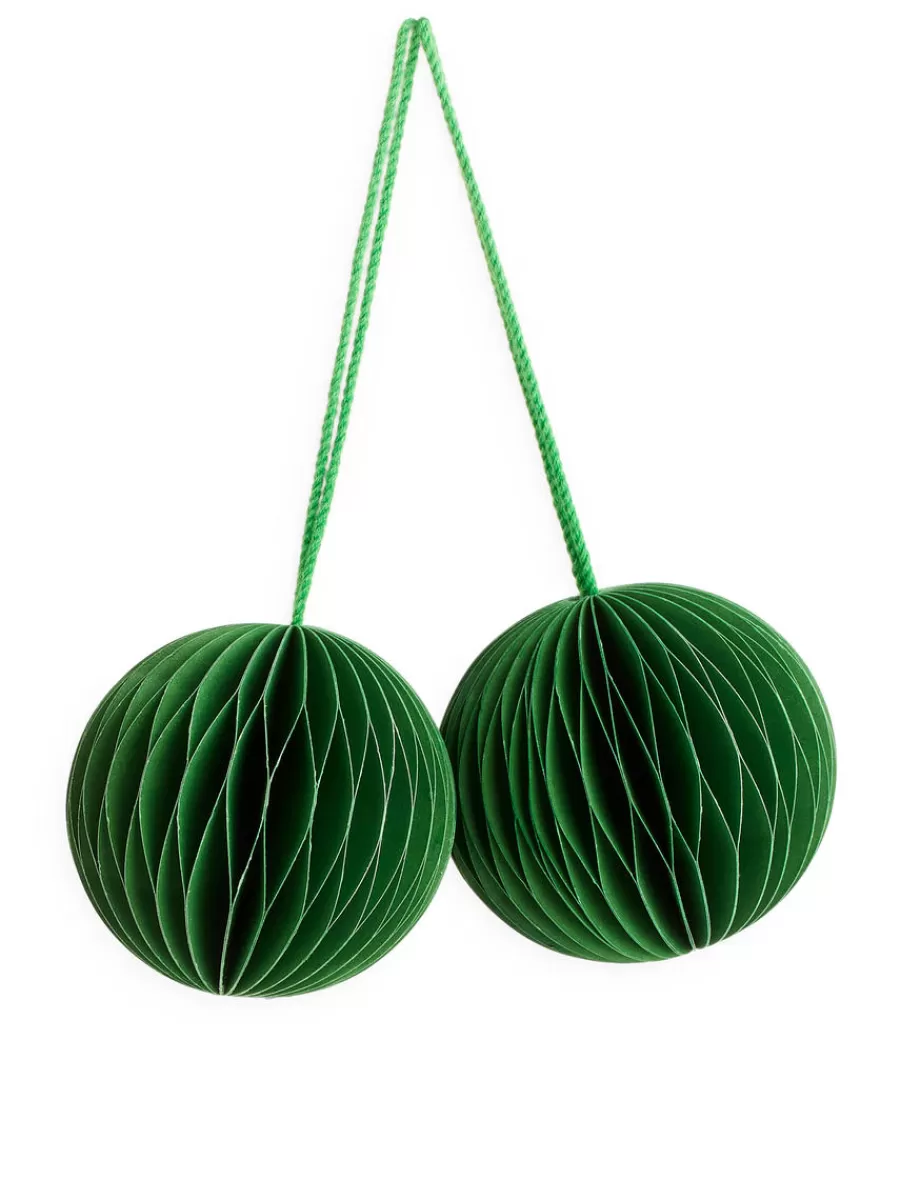 Sale ARKET Honeycomb Ornaments Set Of 2 Bright Green