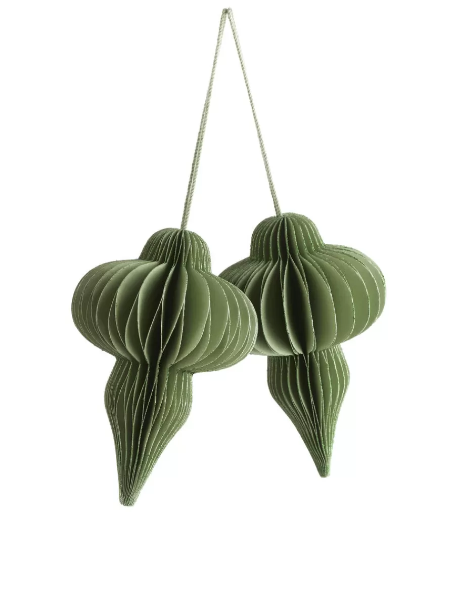Sale ARKET Honeycomb Ornaments Set Of 2 Green/Glitter