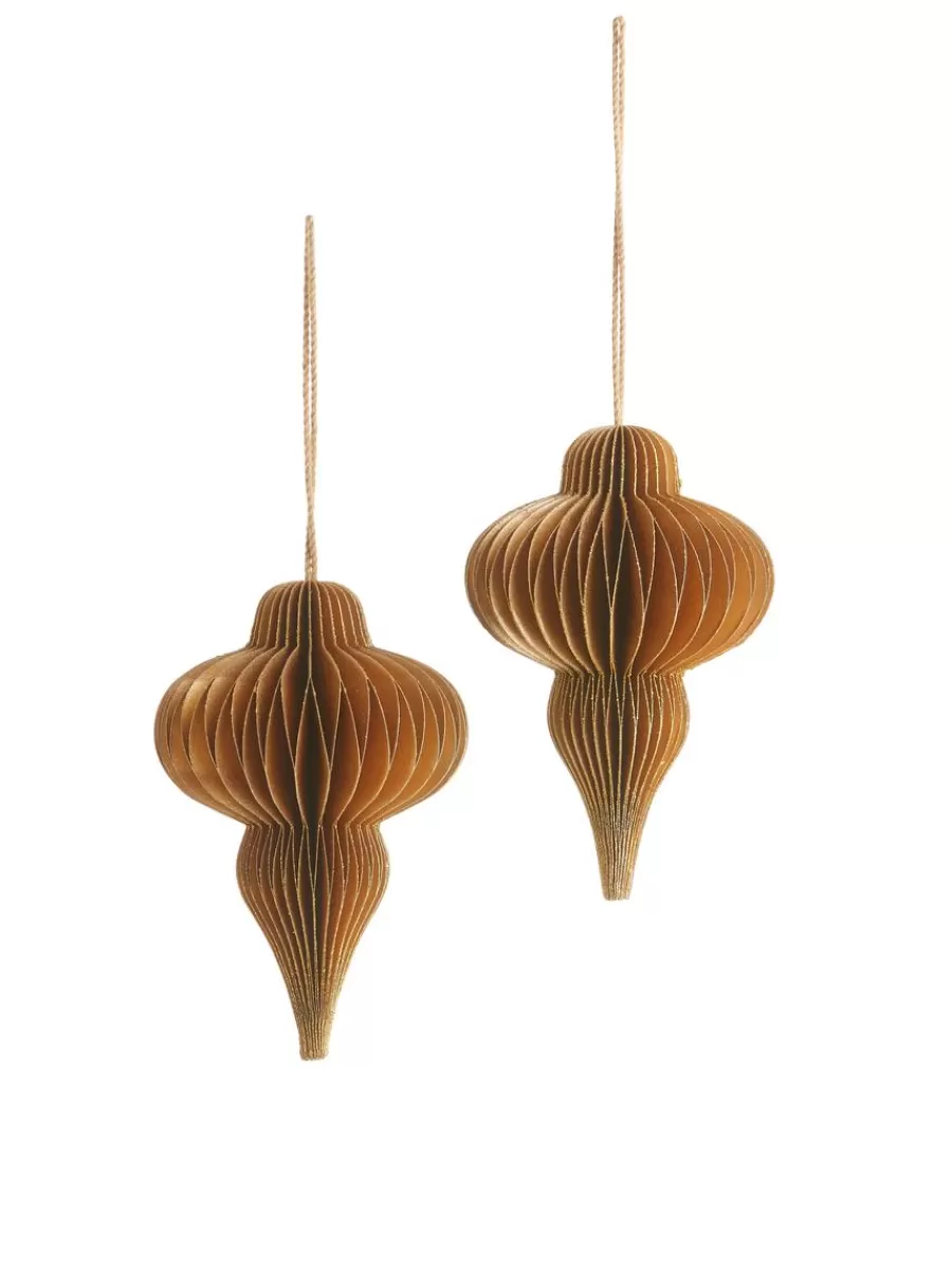 Discount ARKET Honeycomb Ornaments Set Of 2 Gold/Glitter