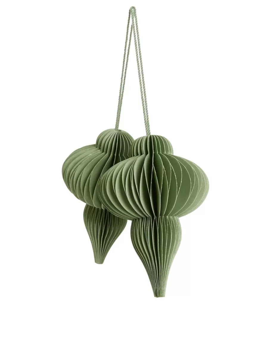 Best ARKET Honeycomb Ornaments Set Of 2 Dusty Green