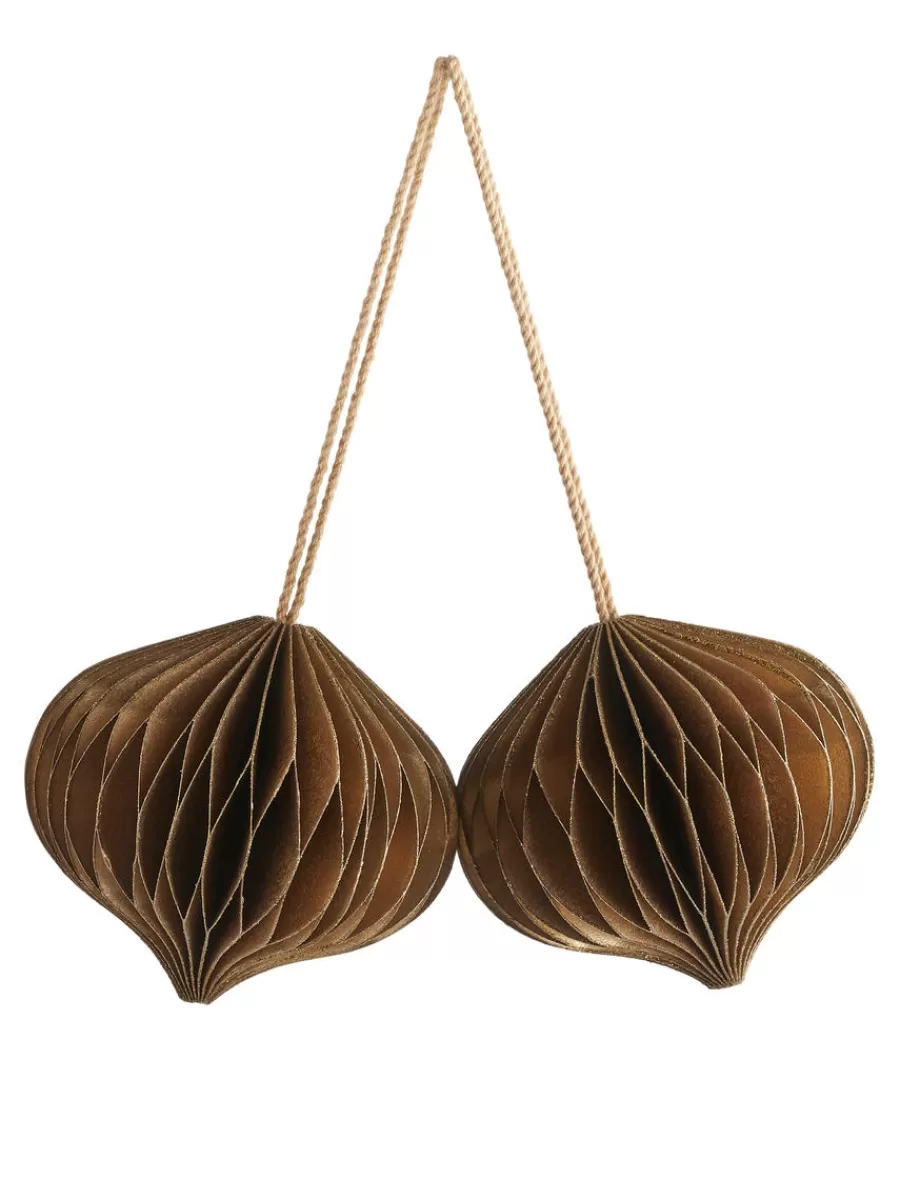 New ARKET Honeycomb Ornaments Set Of 2 Gold/Glitter