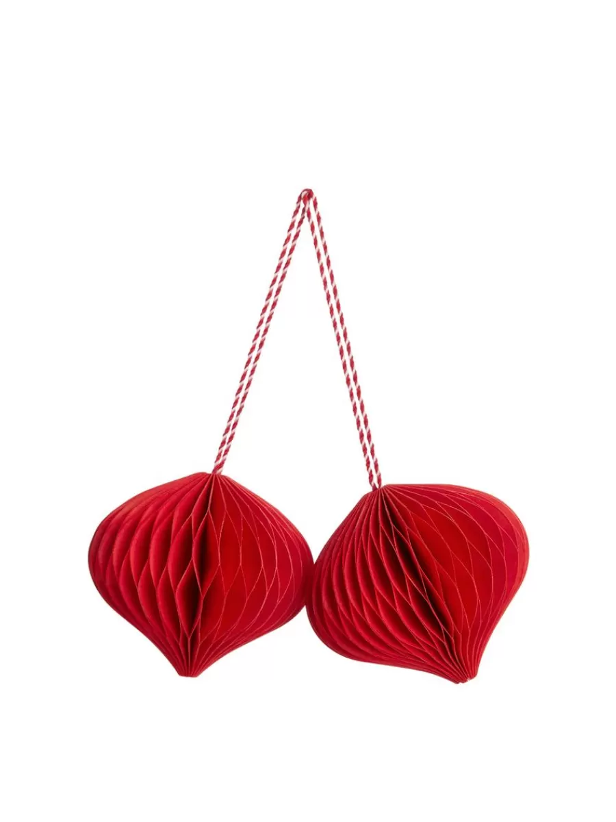 Cheap ARKET Honeycomb Ornaments Set Of 2 Red