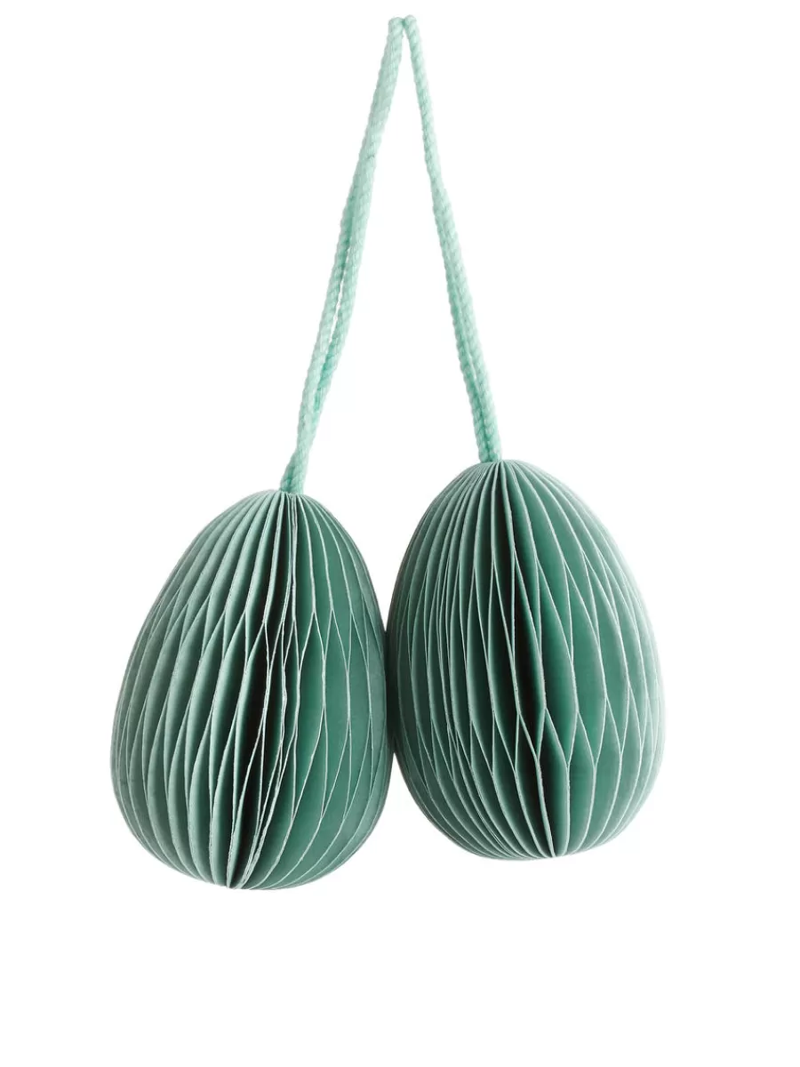 New ARKET Honeycomb Ornaments Set Of 2 Dusty Blue