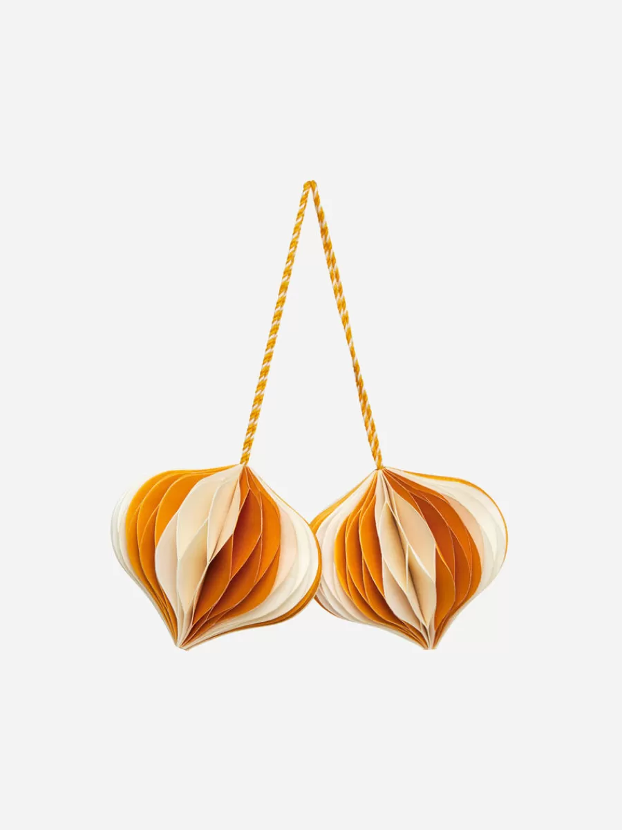 Sale ARKET Honeycomb Ornaments Set Of 2 Yellow/Off White