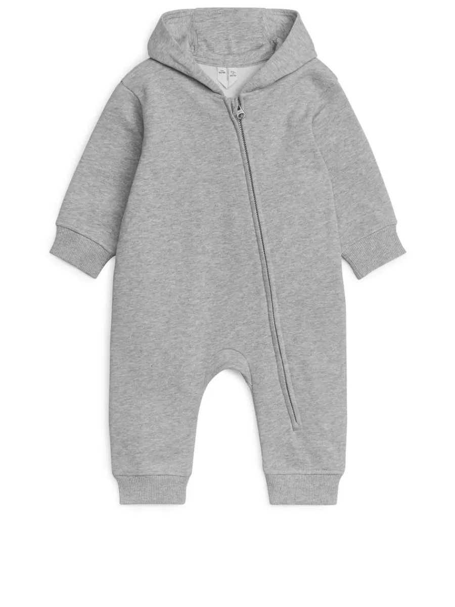 Discount ARKET Hooded Jersey Overall Grey Melange