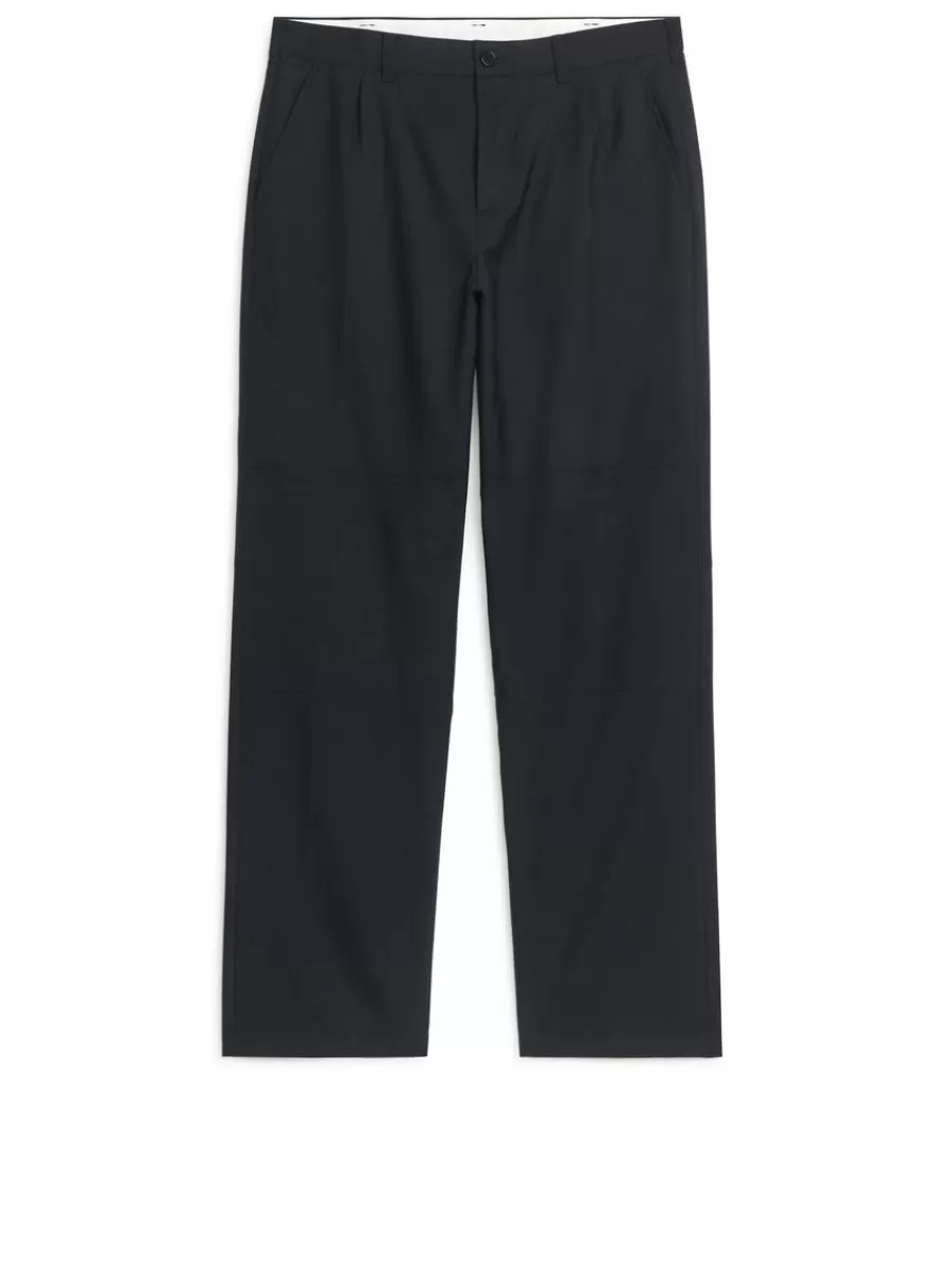 Best Sale ARKET Hopsack Trousers Dark Blue