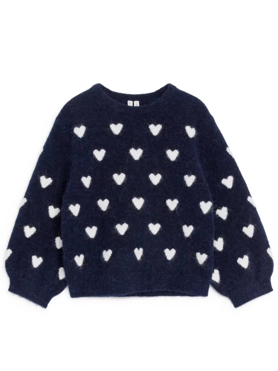 Best Sale ARKET Intarsia Knit Jumper Dark Blue/Hearts