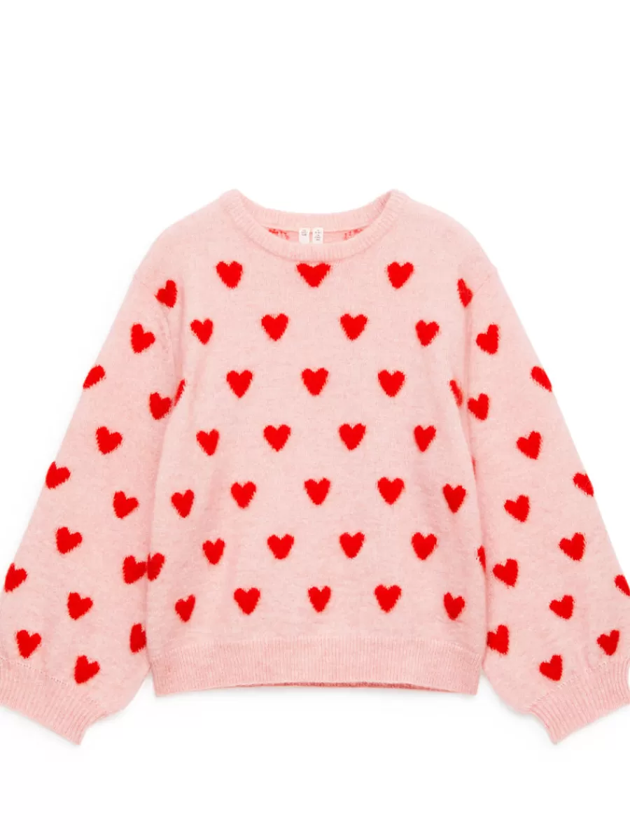 Store ARKET Intarsia Knit Jumper Pink/Hearts